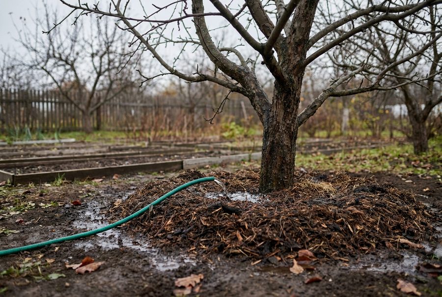Влагозарядковый полив: без воды осенняя подкормка не работает